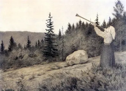 Theodor Kittelsen - Op under fjeldet toner en lur.webp