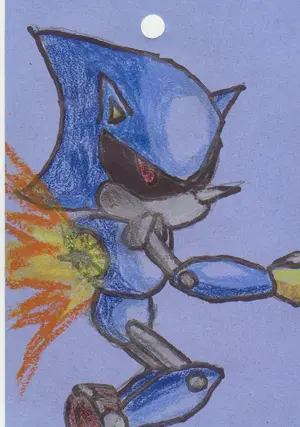 Metal Sonic on Blue Paper.webp