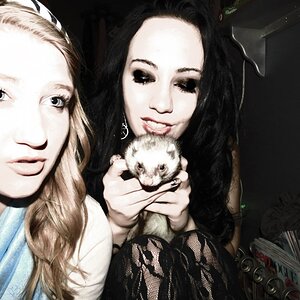 My sister my ferret and I :)