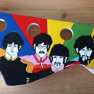 Just finished the headstock for my Yellow Submarine Bass Project