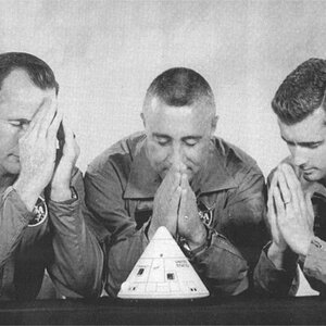 Gus Grissom and his crew praying to the command module that would take their lives