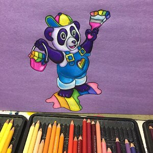 Lisa Frank Panda Painter colored pencil