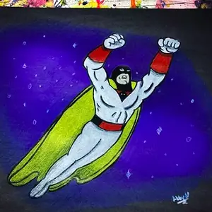 Space Ghost colored pencil drawing