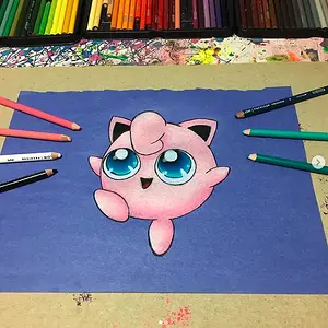 Jigglypuff Pokemon colored pencil