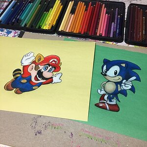 Mario Vs. Sonic colored pencil
