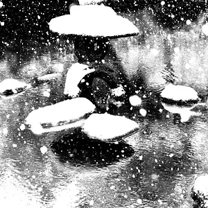 Snow covered Japanese lantern