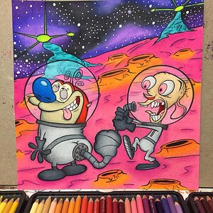 Ren and Stimpy coloring book page I colored.