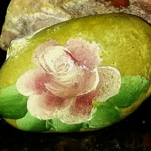Chert With Rose Painted On It.