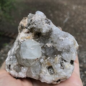 Fluorite and quartz crystals, galena fell off