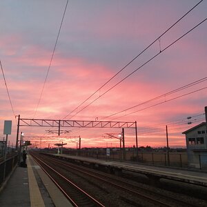 Beautiful sunset while waiting for the train.