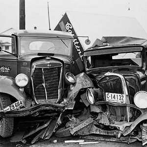 Truck on car wreck 1940