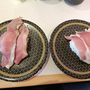 Roast duck and braised tuna sushi.