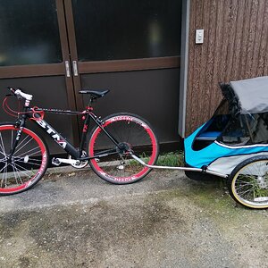 My son's bike trailer.