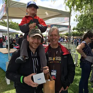 First Skoobot customer at San Mateo Maker Faire - my booth is behind