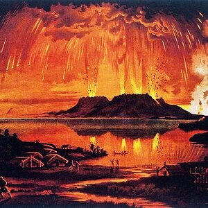 Famous painting of Mount Tarawera eruption 1886