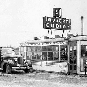 Street Car Gasoline Station 1930s