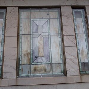 old pioneer cemetery masoleum glass window in sumner wa