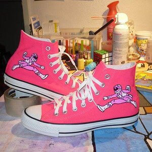 Pink Ranger Painted Shoes