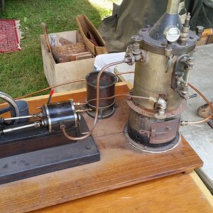 toy steam engine and boiler
