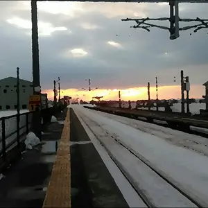 Waiting for that train.