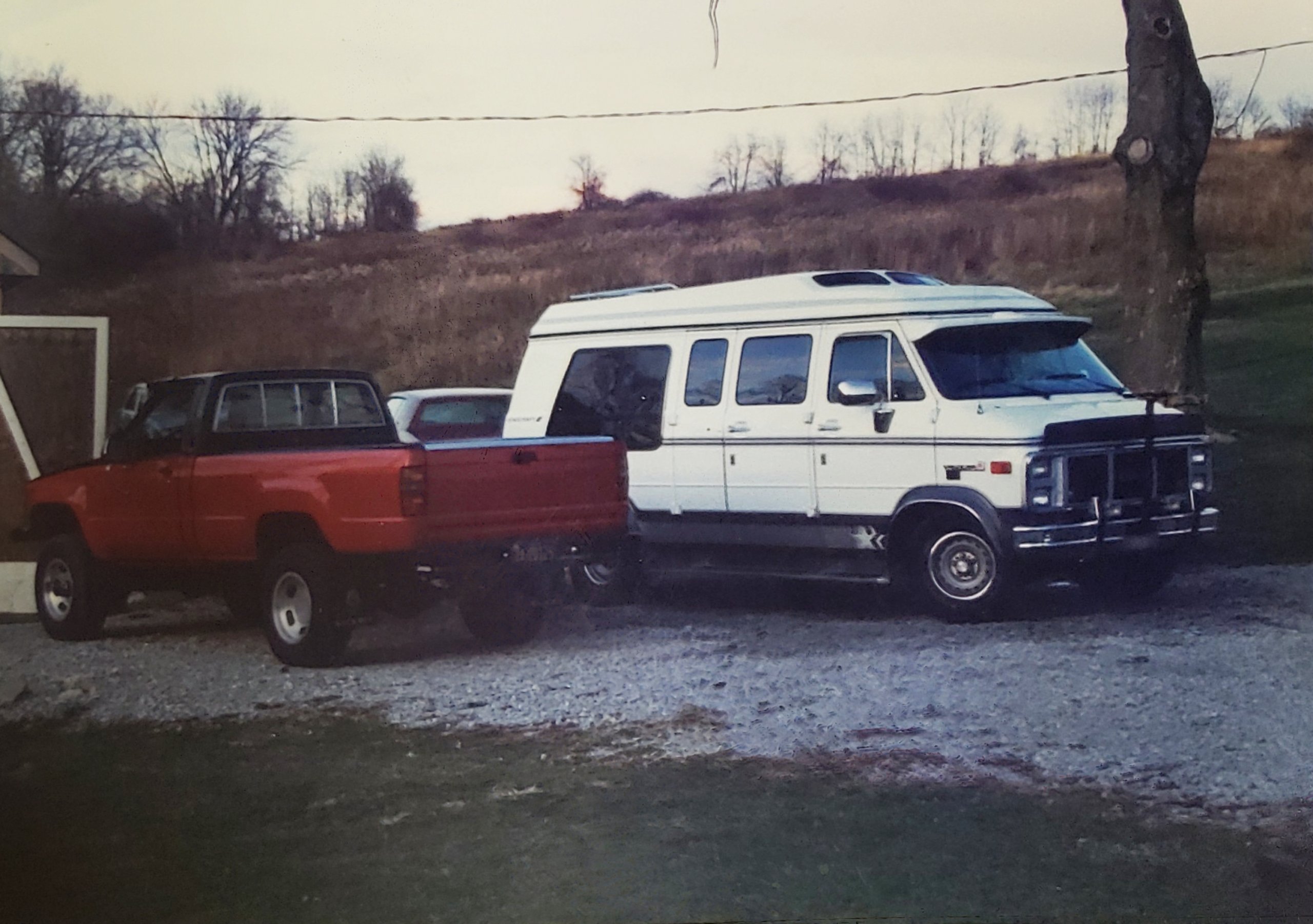 '85 Toyota SR5 longbed and '93 Chevy conversion van circa 1994