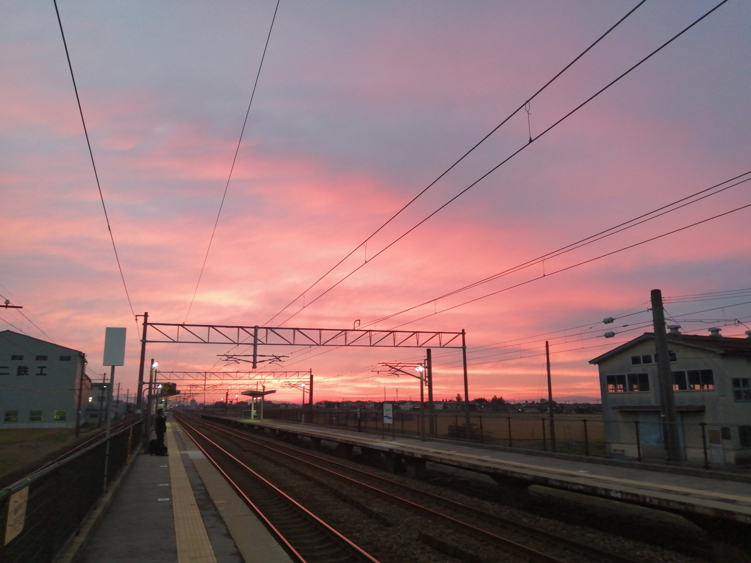 Beautiful sunset while waiting for the train.