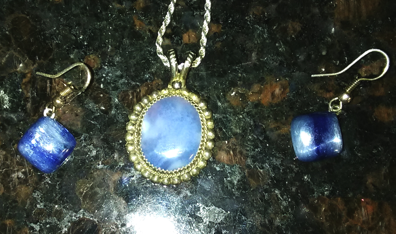 Blue Agate  Necklace & Blue Tigereye Earrings From Colorado Mines