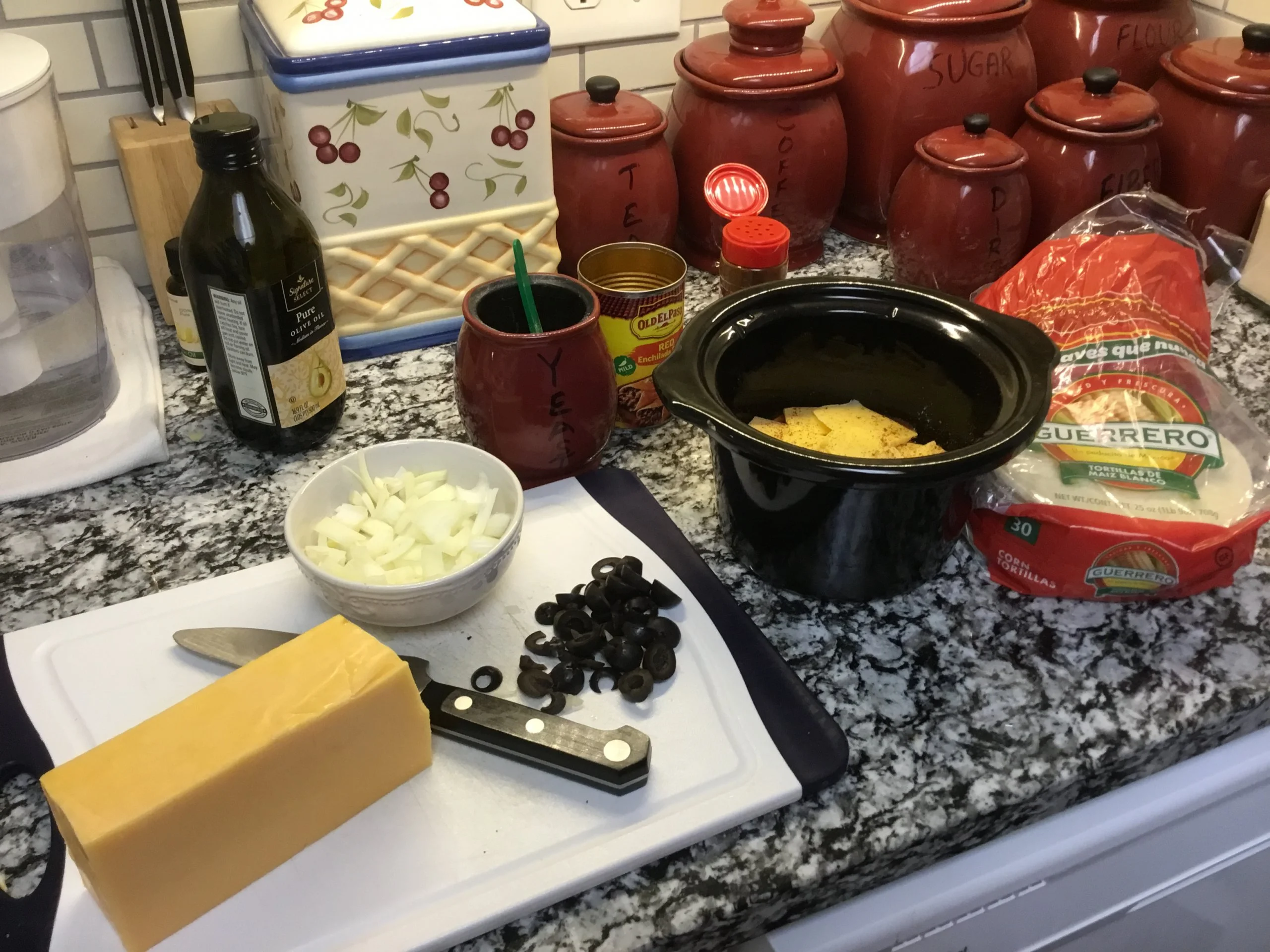 Cheese enchilada casserole prep