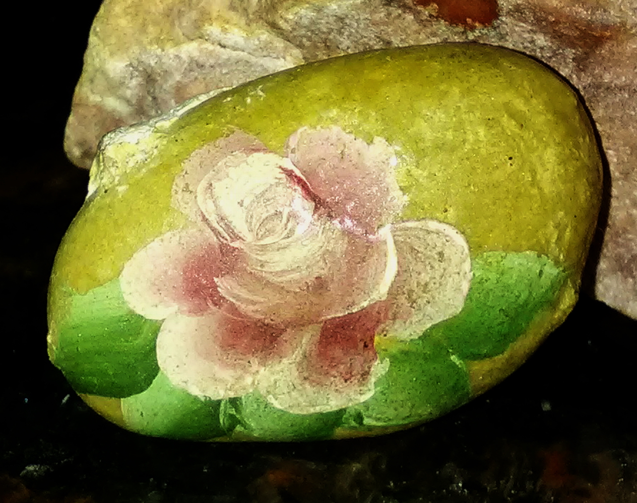 Chert With Rose Painted On It.