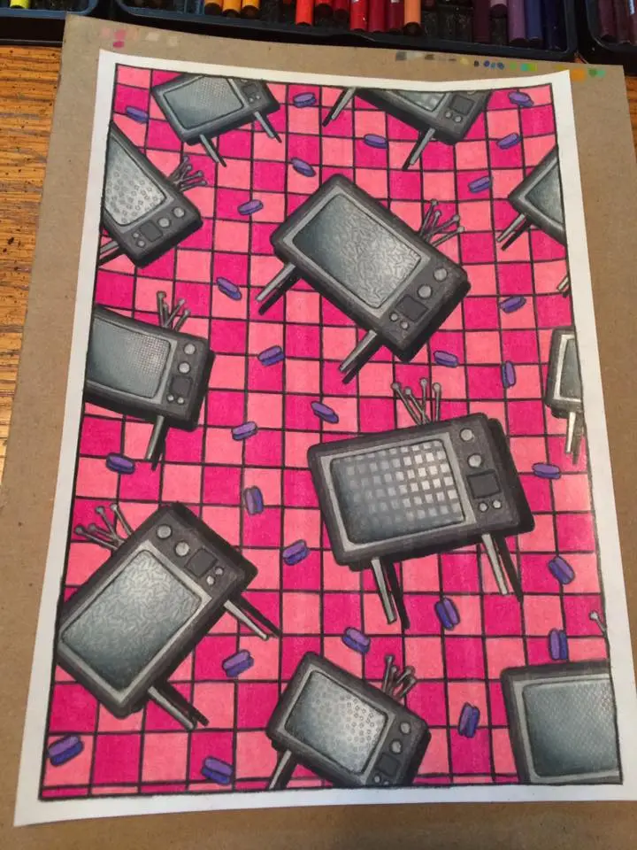 Coloring page from an 80s coloring book