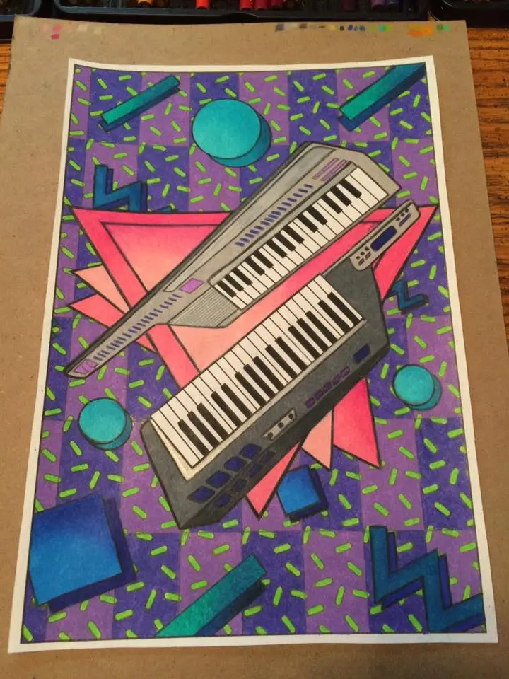 Coloring page from an 80s coloring book