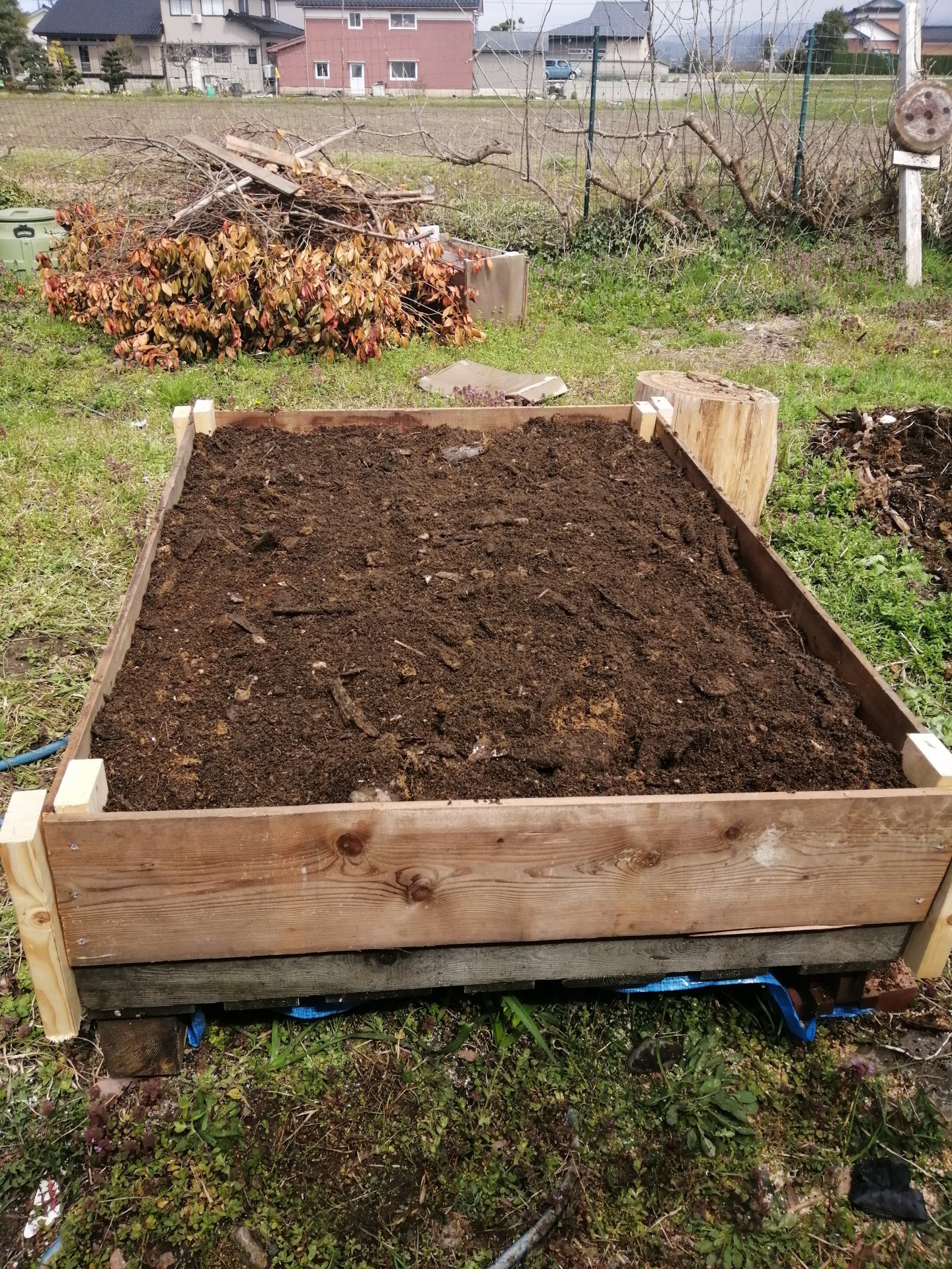 Filled it with homemade dirt, manure, perlite, and peat!