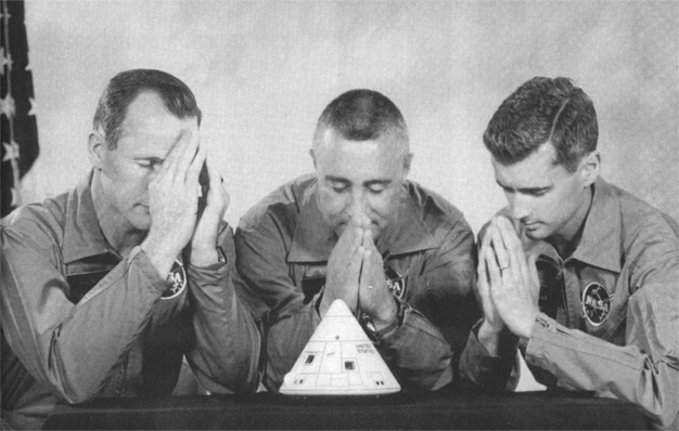 Gus Grissom and his crew praying to the command module that would take their lives