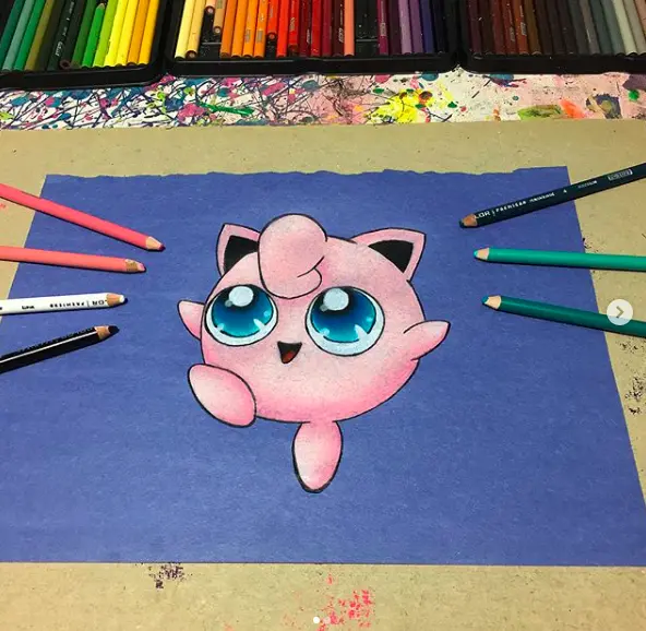 Jigglypuff Pokemon colored pencil