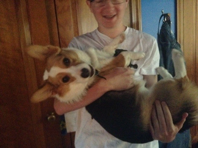 Liffey at 10 months with my 16year old son Edward.