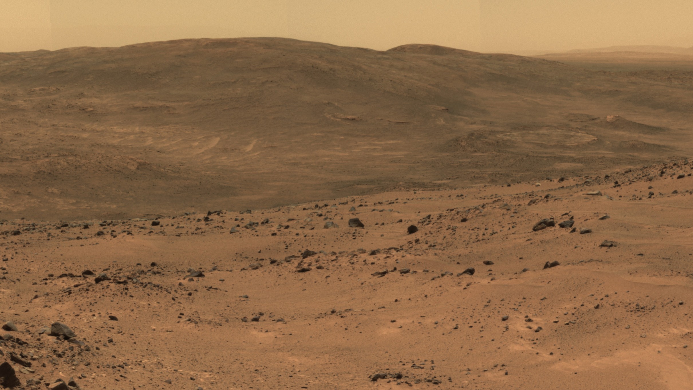 Mars landscape as seen from the Curiosity Rover