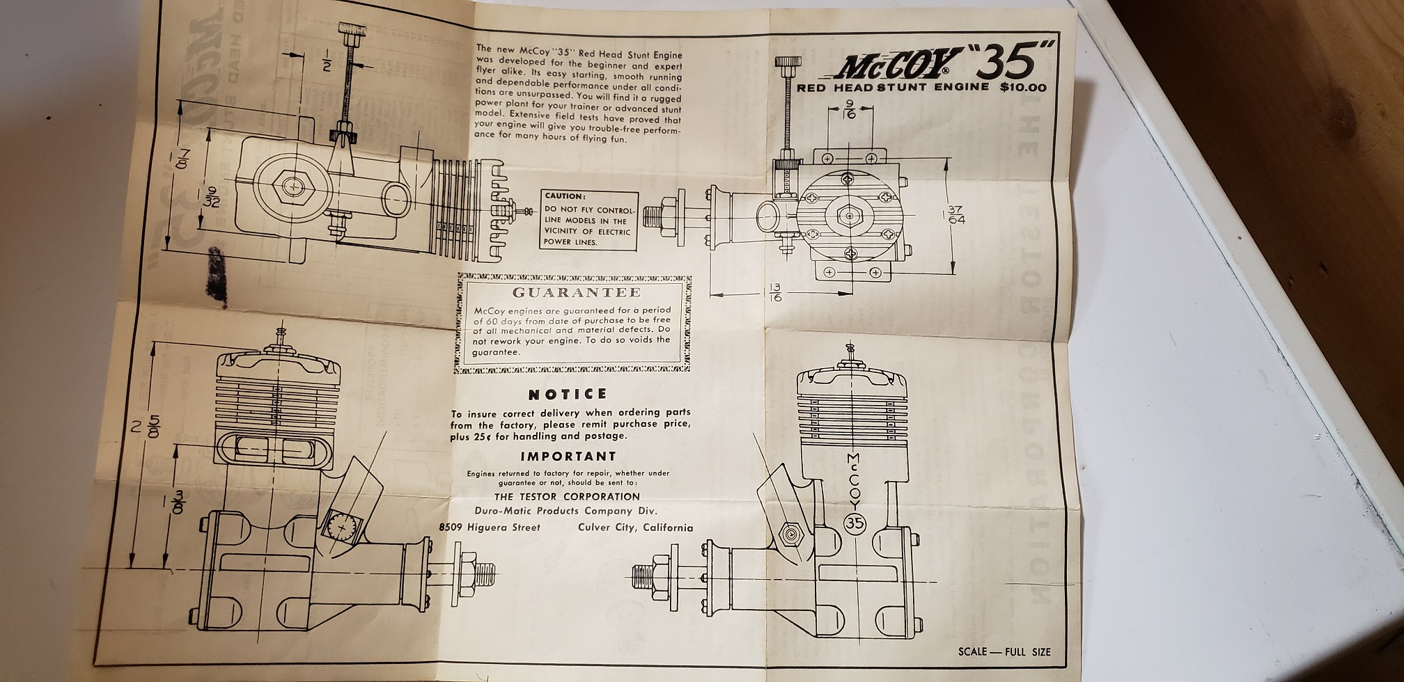 McCoy 35 dimensions spec sheet