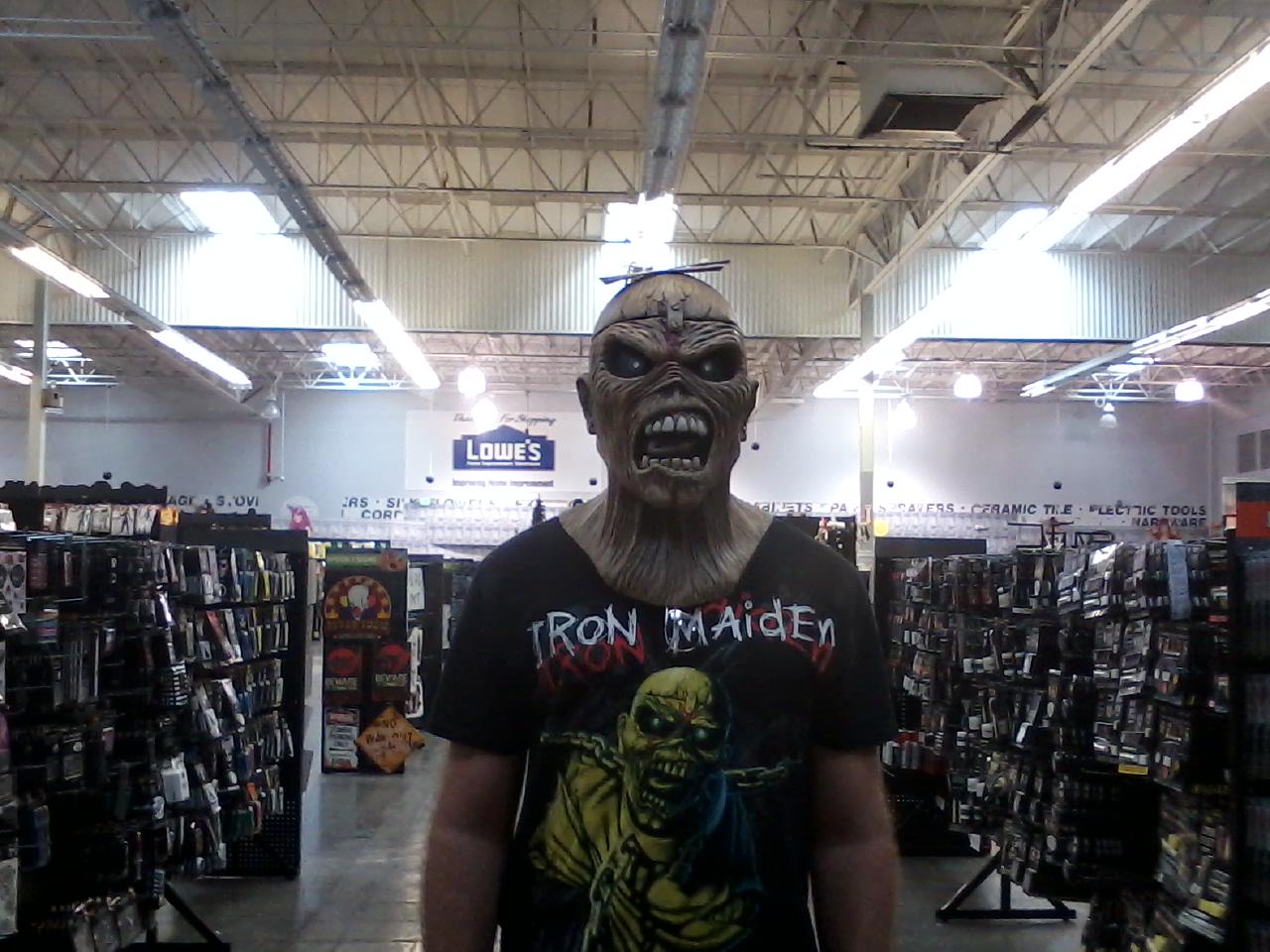 My favorite metal band iron maiden i was wearing my iron maiden piece of mind shirt and then i found the iron maiden piece of mind mask
