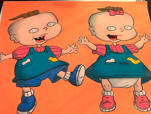 Phil and Lil Rugrats colored pencil