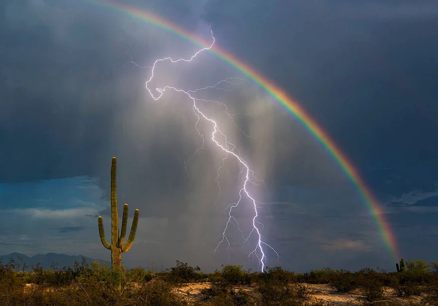 Rainbow and Lighting in one picture.