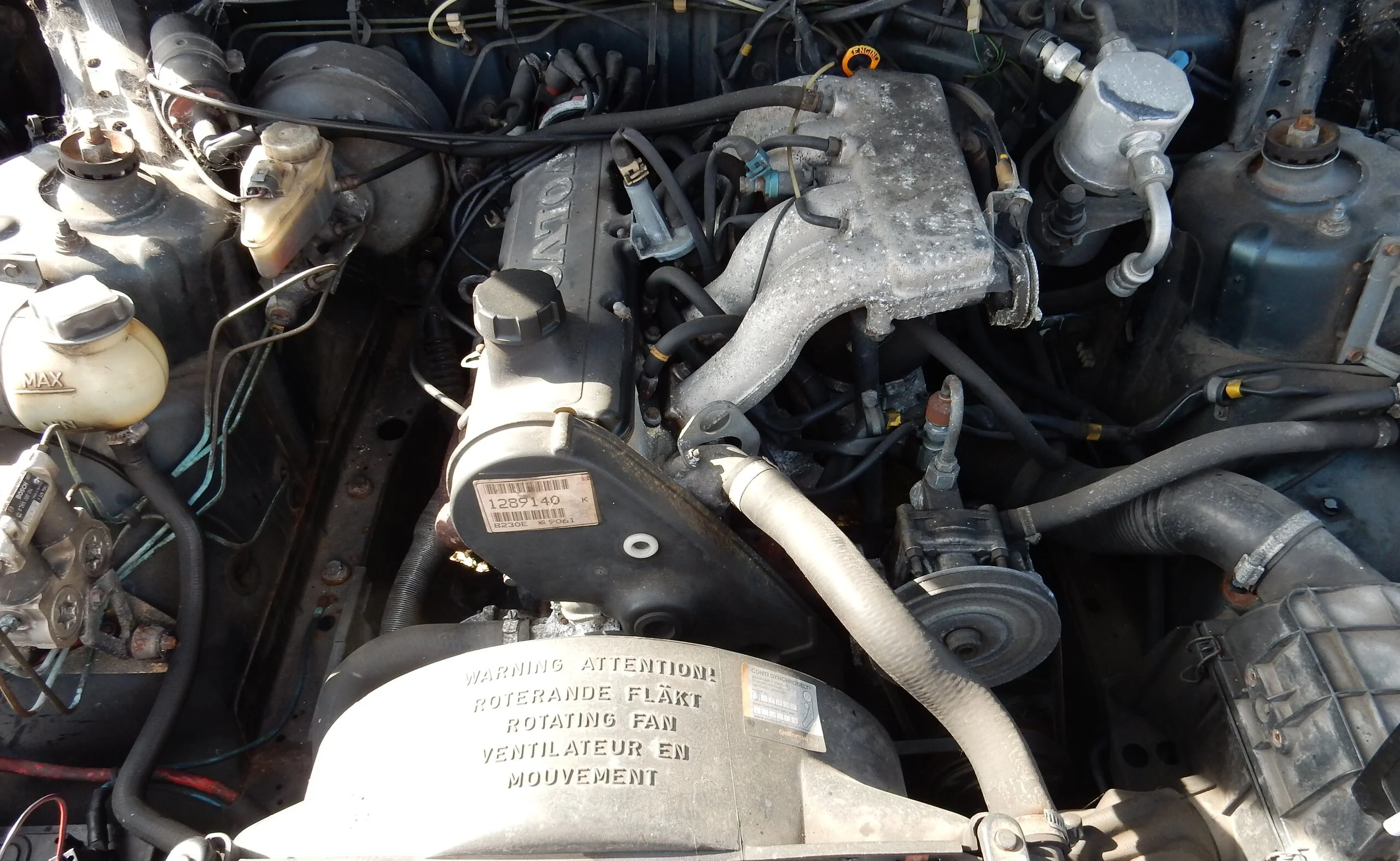 Scruffy engine bay.