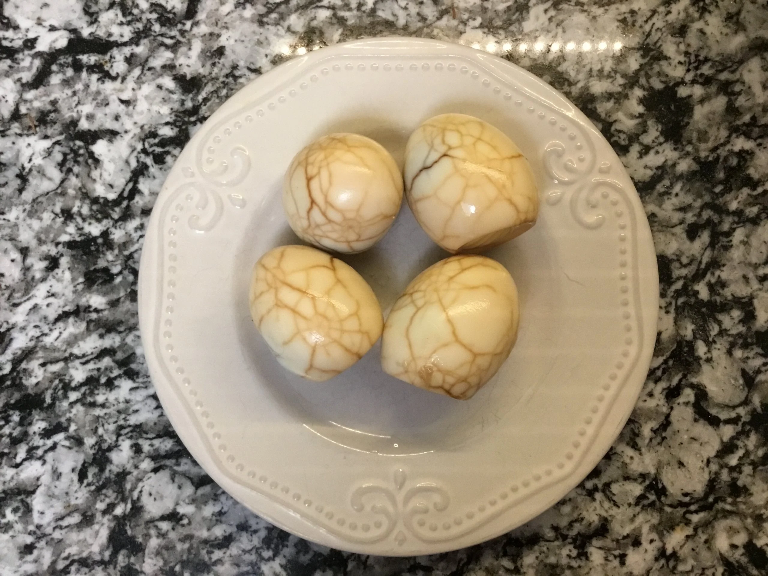 Tea eggs peeled and ready to eat