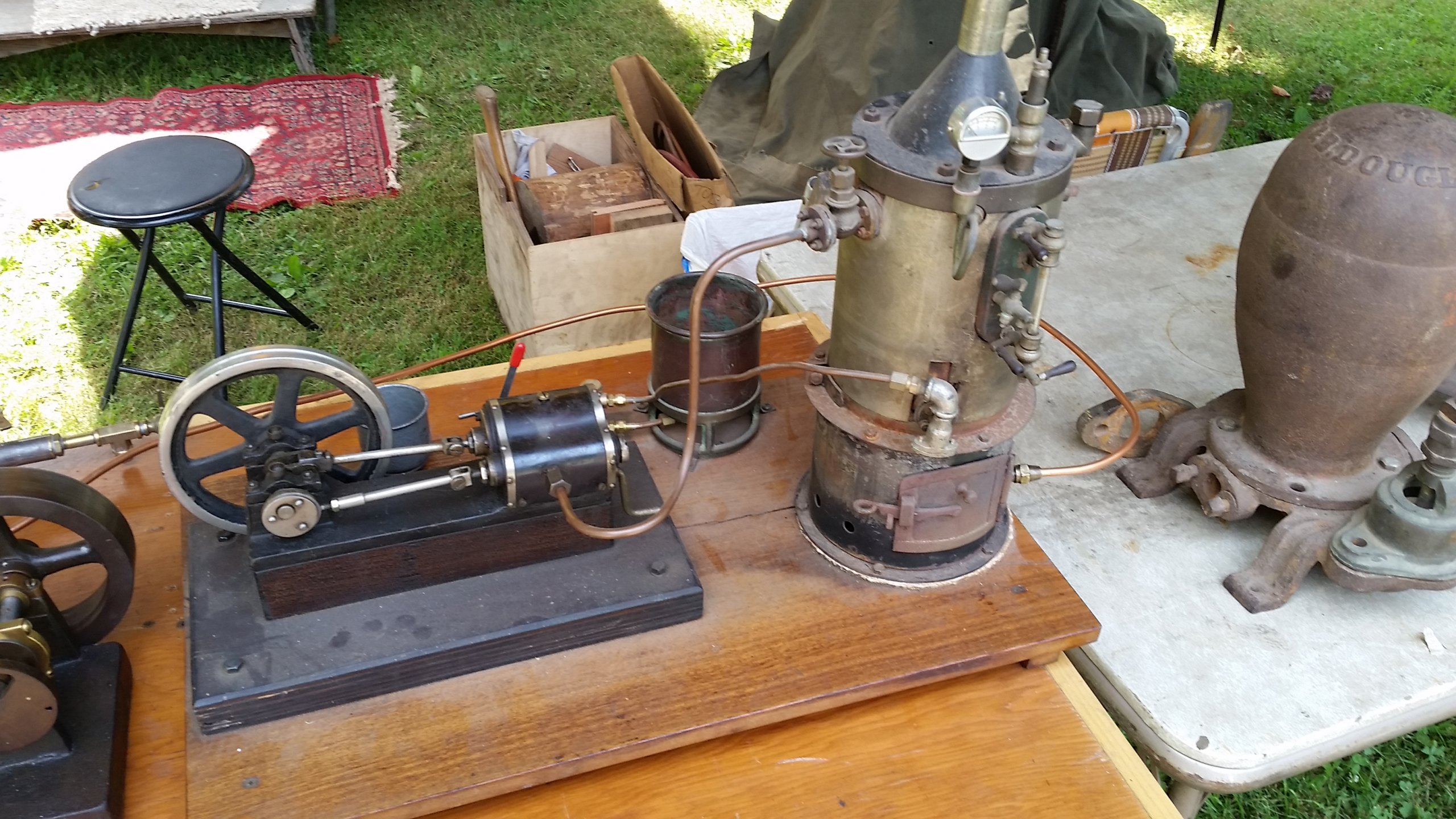 toy steam engine and boiler