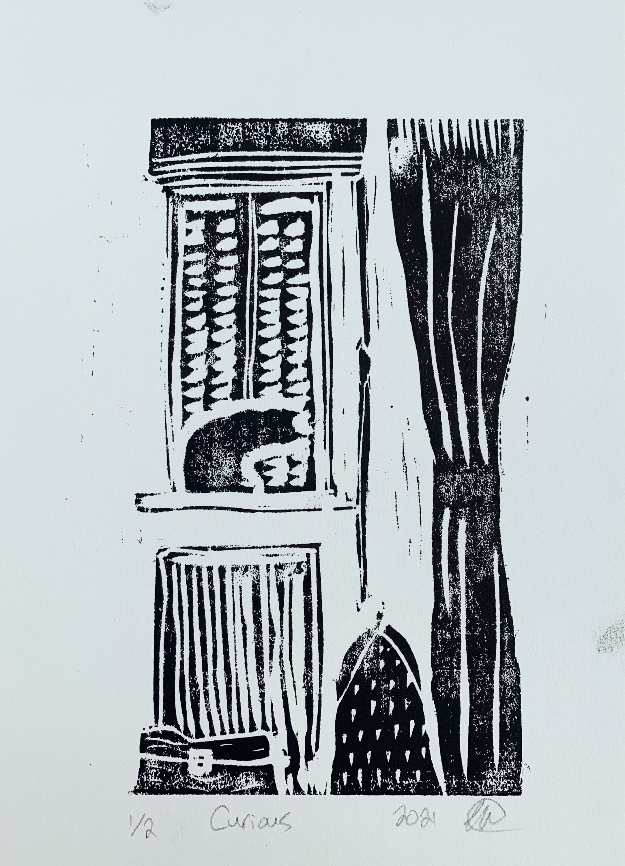 Woodcut Print: curious - Etsy