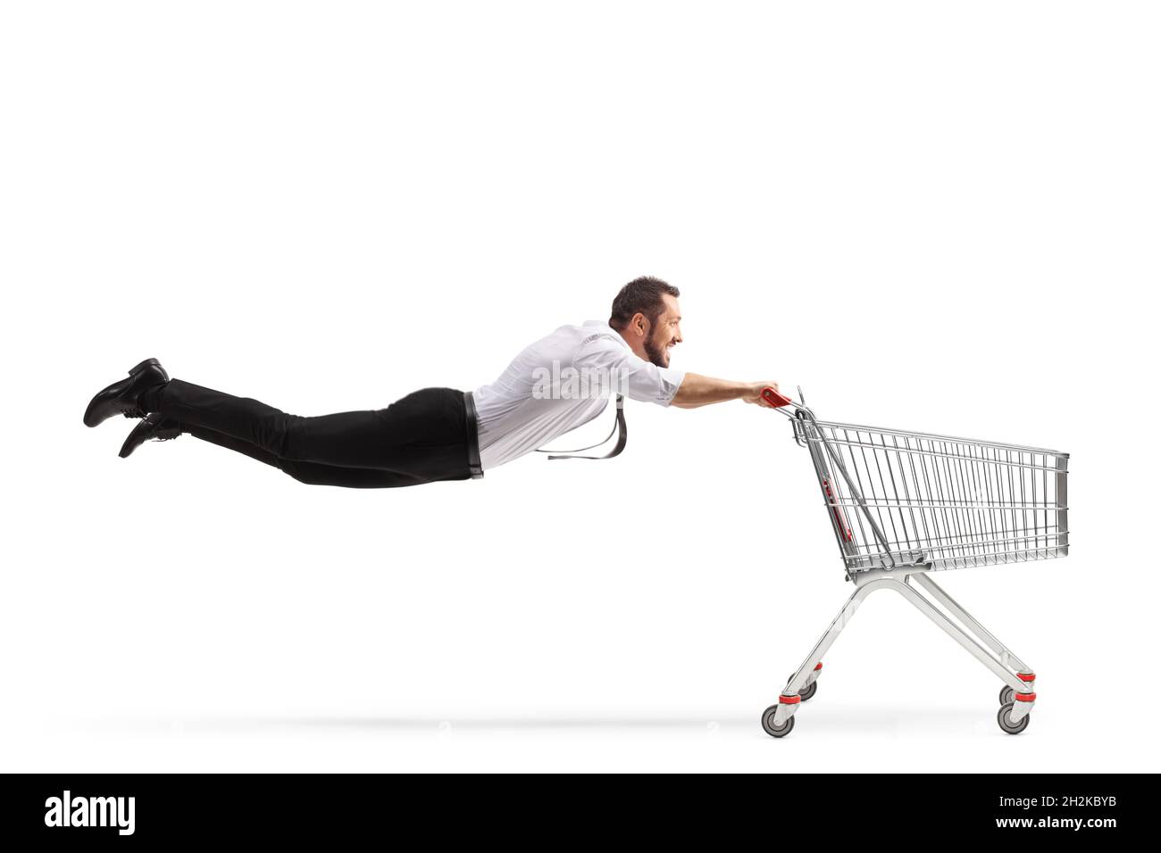 man-flying-with-an-empty-shopping-cart-isolated-on-white-background-2H2KBYB.jpg