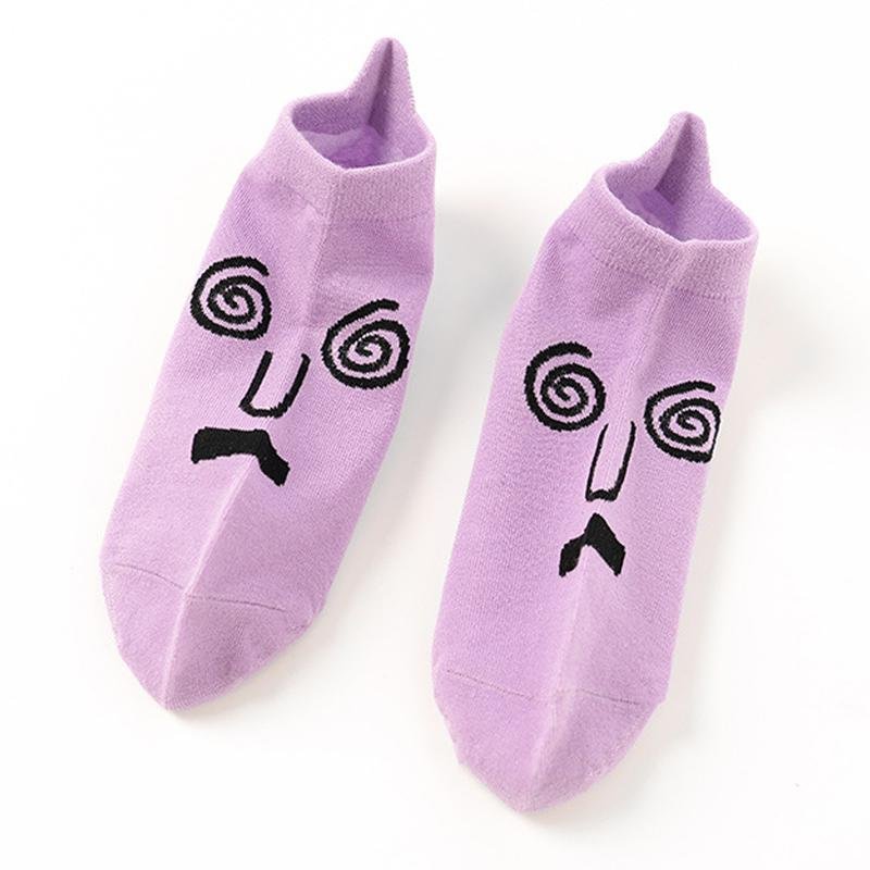 Women's Funny Face Socks-No Show Purple - LOOUZ