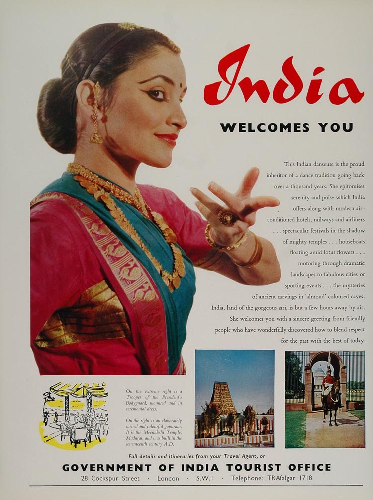 1959 Ad India Travel Tourist Office Woman Sari Dancer - ORIGINAL ADVER –  Period Paper Historic Art LLC
