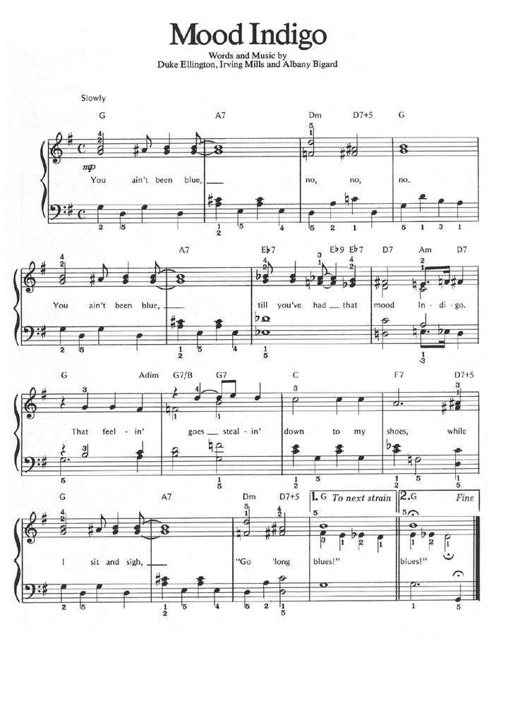 MOOD INDIGO Duke Ellington Piano Sheet music | Easy Sheet Music