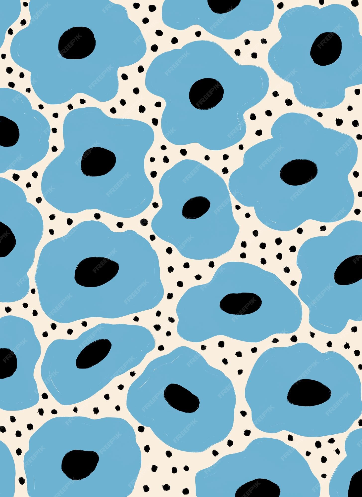 Premium Photo | Blue floral retro 50s 60s 70s art fabric clothes pattern  flowers pattern