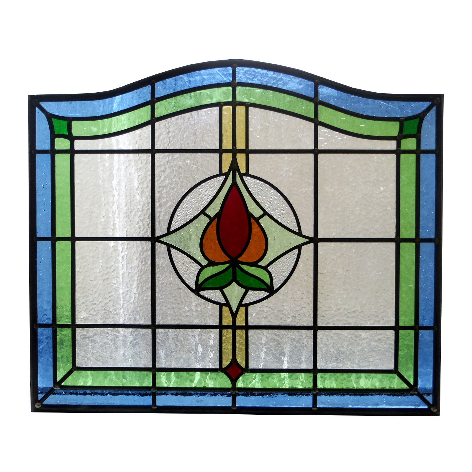 Arched 1930s Stained Glass Panel - From Period Home Style